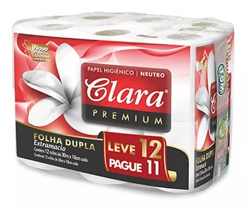 PAPEL HIGIÉNICO PAQUETÓN CLARA doble hoja 30M X12ROLLOS