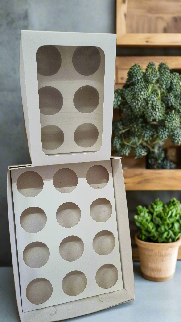 Caja para muffins - cupcake - magdalenas | 6 y 12 unidades con visor