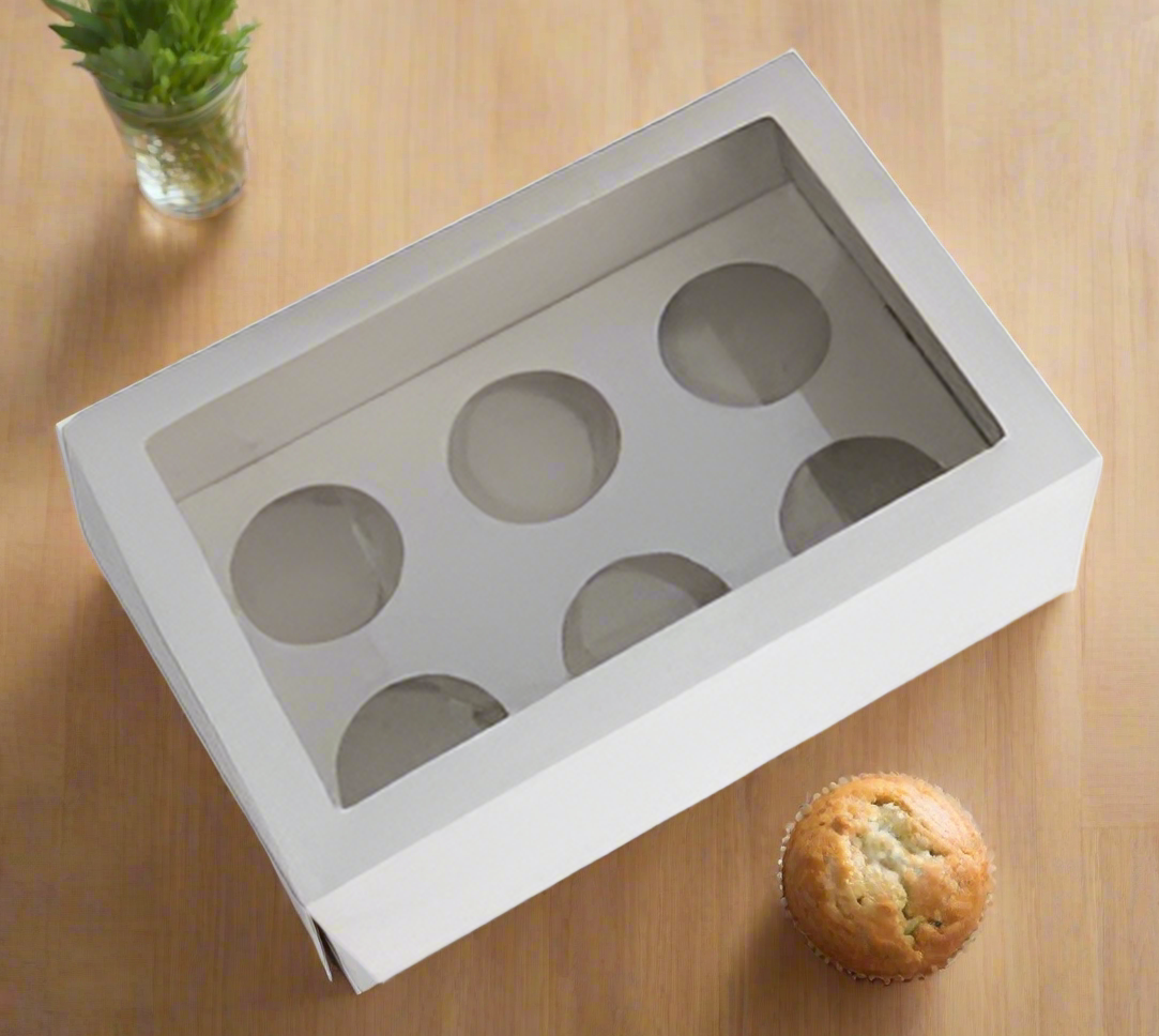 Caja para muffins - cupcake - magdalenas | 6 y 12 unidades con visor