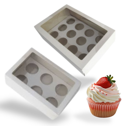 Caja para muffins - cupcake - magdalenas | 6 y 12 unidades con visor