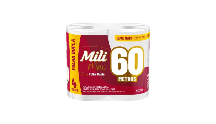 Papel higiénico Mili doble hoja 60m x 4 rollos